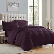 Down Alternative Comforter All Season Warmth Luxurious Plush Loft Microfiber Fill Duvet Insert Bedding, King, Purple
