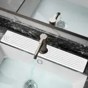 Diatomite Faucet Mat - Fast-Drying Water Absorbing Sink Tray (White, 23.6" X 4")