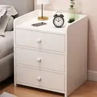 3-Drawer Bedside Table,Storage Cabinet,Nightstand(White)