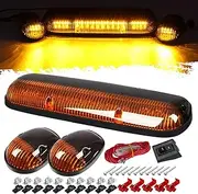 Partsam 3PCS Amber LED Cab Roof Marker Light Top Running Lights w/Wiring Compatible with Chevrolet Silverado/GMC Sierra 1500 1500HD 2500 2500HD 3500 2002 2003 2004 2005 2006 2007 Pickup Trucks