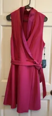 Adrianna Papell Womens Crepe Tuxedo Cocktail Sheath Dress Size US 16 Pink