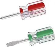 LDEXIN 2Pcs Stubby Screwdriver Set (6x38mm) Short Phillips Screwdriver & Flat Screwdriver