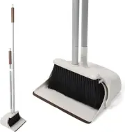 54" Long Handled Broom and Dustpan Set - Perfect Dust Pan Brown White