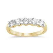 Bevilles 5 Stone Ring with 1.00ct of Diamonds in 9kt Yellow Gold