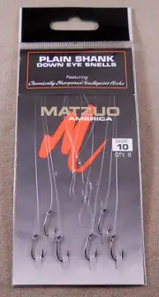 Fishing 1 Pack Of 6 Size #10 Black Chrome MATZUO Plain Shank Down Eye Snells
