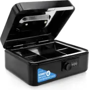 8" Metal Cash Box with Lock | Cash Safe Lock Box with Money Tray, Lockable NEW