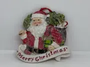 Christmas Poly Resin 4" Flatback Merry Christmas Santa Ornament Nice