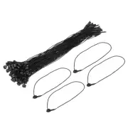 Polyester Rope Hang Tag String Snap Lock,200mm,1mm 100 Pcs,Black