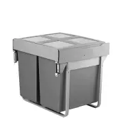 Domestique 90L Twin Slide Out Concealed Waste Bin - for a 600mm Cabinet - Bottom Mounted - Includes Integrated Door Bracket