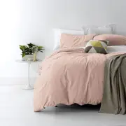 Park Avenue Super King Bed Cotton European Quilt Cover/2x Pillowcases Set Blush