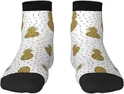 [JBYJBX] Gold Glitter Pineapples Fruit Print Adult Socks Womens Mens Workout Thermal Cozy All-Season Gift Holiday Articles Use