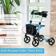 Folding Rollator Walker 4 Wheels Aluminium Walking Mobility Aid Lightweight