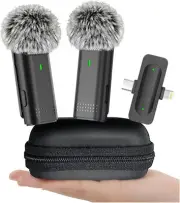 Ezcoloris 2 Pack Wireless Microphone for iPhone Android USB C Lav Mic for iPhone