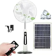 16" Solar Powered Fan, Battery Powered Portable Camping Fan, Waterproof Industrial Fans Heavy Duty, For Bedroom, Kitchen, Office And Living Room