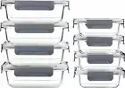 8 Pack Glass Food Storage Containers with Lids, Meal Prep Container, Airtight Lu