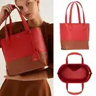 OROTON Shopper Tote Bag Anna Shoulder Pebble Leather Mini Cherry Cognac NWT Dbag