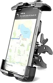 TOPGO Golf Cart Phone Holder, No Shaking Phone Holder for Bike, One-Handed Pick and Place Motorcycle Phone Mount for Handlebars (Black, Medium)