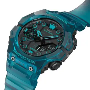 【CASIO 卡西歐】G-SHOCK 藍牙連線 碳纖維核心防護雙顯手錶-土耳其藍 GA-B001G-2A