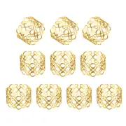 12pcs Gold Napkin Rings Round Metal Hollow Napkin Holder for Dinner Table