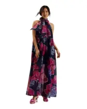 Ted Baker Kinosei Printed Organza Maxi Dress with Neck Tie Size 2 MSRP: $345.00