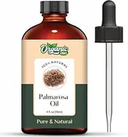 Organic Zing Palmarosa (Cymbopogon Martinii) Oil | Pure & Natural Essential Oil for Aroma, Diffusers, Skincare & Hair Care - 118ml/3.99fl oz