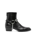 [Eraldo] Eraldo 50mm Chain Leather Biker Boots 42.5 IT BLACK