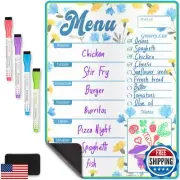 Magnetic Dry Erase Menu Board for Fridge (Flowers, 16x12) - Weekly Meal Plann