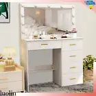 Dressing Table Makeup Mirrored Lighting Vanity Dresser Set Bedroom with Drawers