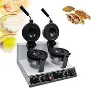 JUMEIYP Double-head Burger Waffle Maker, Non-stick Electric Panini Press Machine, Electric Heating Single Head Ice Cream Burger Machine, for Household or Commercial (A Style(Rotating))