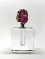 Crystal Clear Block Perfume Bottle Pink Gold Geode on Dipstick American Ateler