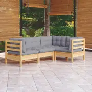 4 Piece Garden Lounge Set with Grey Cushions Pinewood vidaXL