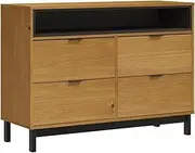 4 Drawers Dresser, Wooden Dresser with 4 Drawers and 1 Open Compartment, Chest of 4 Drawers Dresser, Storage Organizer Dresser for Living Room, Entryway, 110x40x80 cm