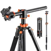 K&F Concept 73in Camera Tripod DSLR Tripod Transverse Center Column w/ Ball Head
