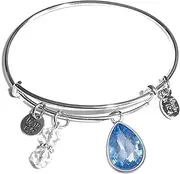 [Hidden Hollow Beads] Women's Made in USA Stainless Steel Message Charm Expandable Wire Bangle Bracelet, Popular, Stylish and Trendy, Arrives in a Gift Box.