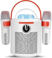 Kids Karaoke Machine with LED Lights Portable Speaker with Two Bluetooth Microph