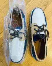 ALLEN EDMONDS Miles Boat shoes #6365 blue/tan 9.5D leather Top-Sider NEW BOX!