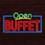 NEW "OPEN BUFFET" w/BORDER 33x18x1 INCH LED FLEX WINDOW/WALL INDOOR SIGN 35472