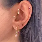 14K Gold Drop Ruby Cartilage Earring Tragus, Helix,Daith,Conch,Earlobe Piercing