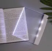 1Pc Portable Flat Book Light Battery Powered, LED Reading Bright Light, White Bo