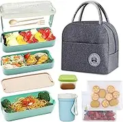 Koccido Bento Box Lunch Box Kit,Japanese Lunch Box 3-In-1 Compartment,Leakproof 3 Layer Lunch Box Lunch Container