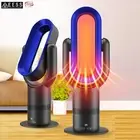 ANGELO Electric Bladeless Heat Cool Floor Fan Timer Remote Control Black&Blue