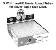 5 Crystal Clear Tubes For Silver Eagle Coins Safe Storage By Whitman/Harris NEW
