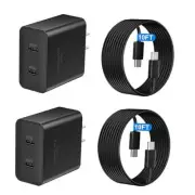 45W Samsung Super Fast Charger USB C, Dual Android Phone Charger 10FT-2C Black