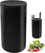 Empty Knife Holder,Knife Block Without Knives,Universal Round Knife Block Only,Knife Storage Stand,with Scissors Slot,Keep Knives Organized and Clean,A