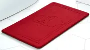 Holiday Christmas Santa Burgundy Red Memory Foam Anti Fatigue Kitchen Bath Mat