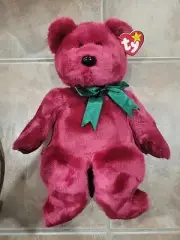 Ty Beanie Buddy Teddy the Cranberry Bear Large 15" 1998 Retired Plush Toy MwMT