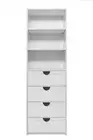 NNEDSZ GENEVA 3 SHELF 4 DRAWER BUILT IN WARDROBE - WHITE - HAMPTON - HALF MOON B