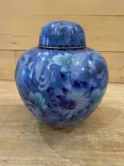 Azure Blue Cloisonné Creamation Urn For Ashes, Dent