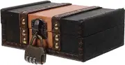 DIYEAH Wooden Jewelry Organizer Box Vintage Storage Box Pirate Chest Lockable Decorative Storage for Home