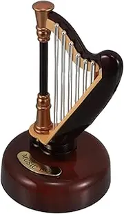 MINAOLULUS Unique Design Harp Music Box Toy Harp for Boys and Girls Miniature Music Box Dollhouse Musical Instrument Festive Ornament
